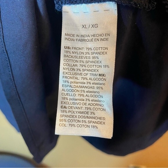 Chicos Navy Blue Short Sleeve A Line Collared Blouse Top Shirt Size 3 US XL - Picture 3 of 5